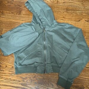 Hollister hooded cotton crop bomber jacket